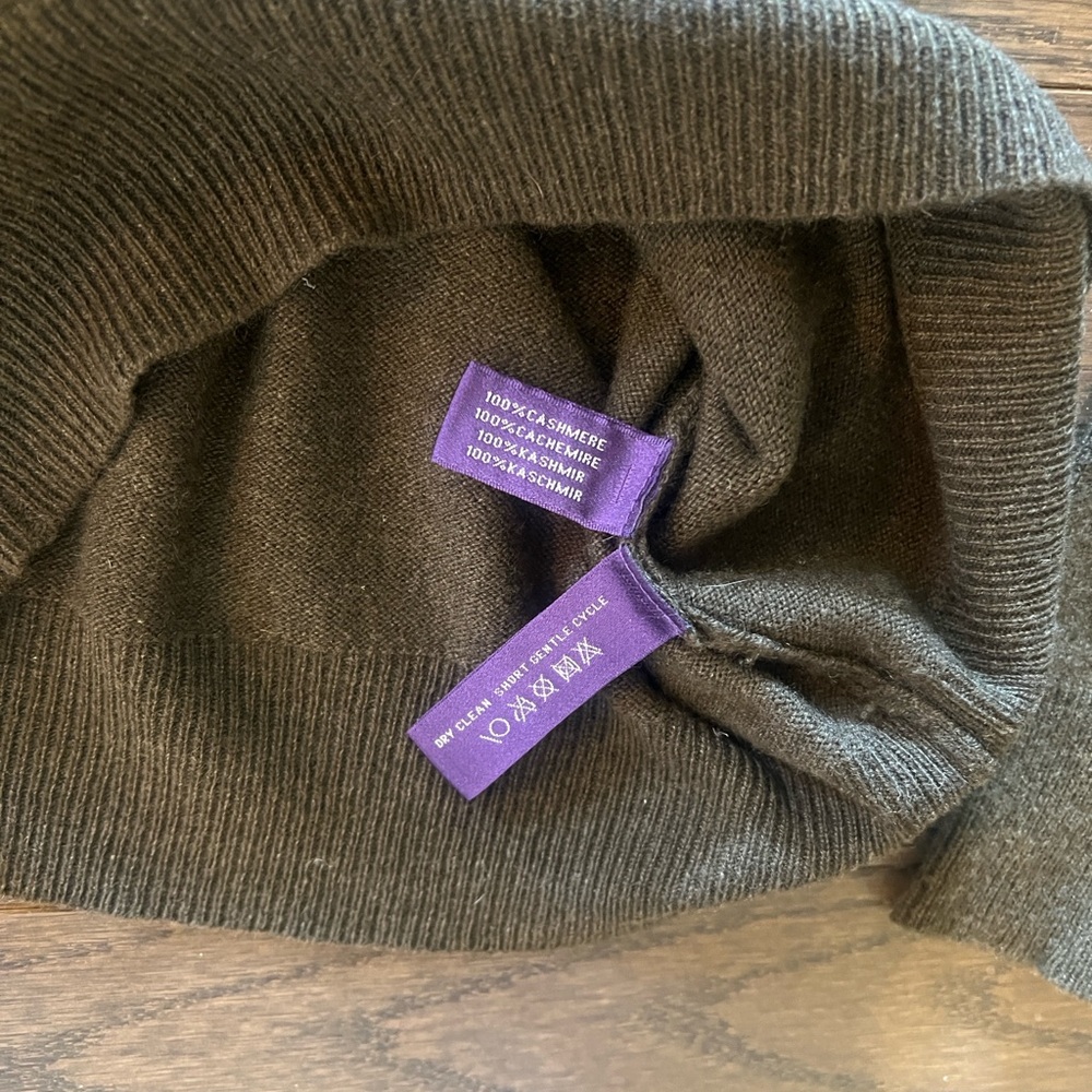 Ralph Lauren Sweater Women's Medium Brown 100% Cashmere Long Sleeve Purple Label - Picture 4 of 7